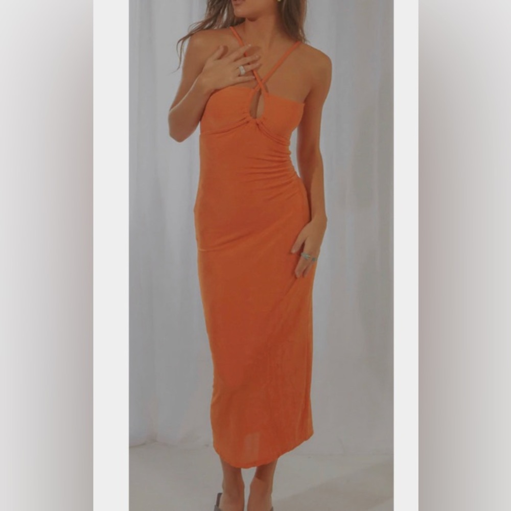 Pepper Mayo orange Maxi Dress Size Small